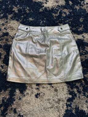 Metallic Silver Utility Mini Skirt Size 28